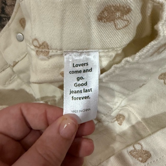 PacSun Cream Jean Shorts High-Waisted Patterned size small - Picture 8 of 10